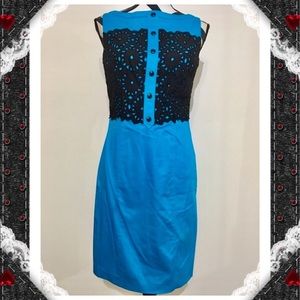 Maggy London Black Crochet Lace Inserted Dress